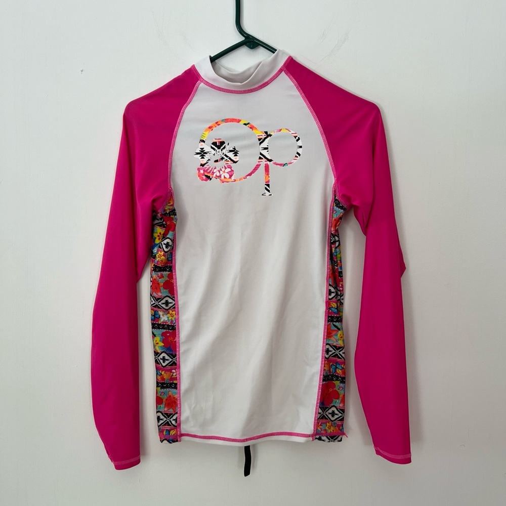 OP Ocean Pacific Long Sleeve Rash guard Shirt Women's Size Medium M. 16” Across